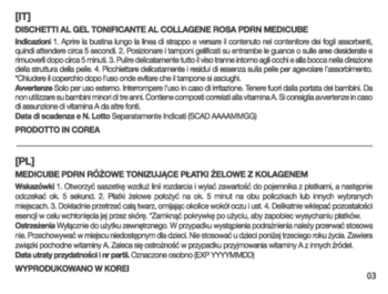 Medicube PDRN Pink Collagen: instrukcje użycia i ostrzeżenia po polsku i włosku, widok strony 63.