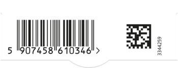EAN-13 barcode z numerem 5907458610346 i kod QR 3344259 na białej etykiecie, widok z przodu.