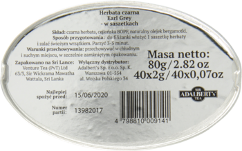ADALBERT'S TEA ,herbata czarna Earl Grey w saszetkach,dół