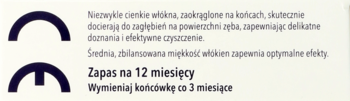 Informacje o końcówkach Vitammy: cienkie włókna, miękkość, zapas na 12 mies. i wymiana co 3 mies. Obok symbole.