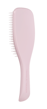 Pastelowa różowa szczotka Tangle Teezer do rozczesywania włosów, widok z boku, z logo na rączce.