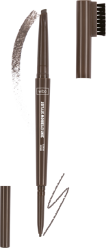 Wibo 3w1 Eyebrow Stylist brązowa kredka do brwi z dwoma końcówkami, ukośnie.