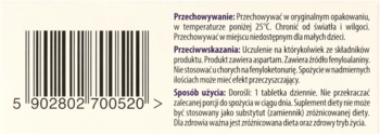 Fragment tyłu opakowania Rutinacea Max suplement diety, widoczny kod kreskowy z numerem 5902802700520.