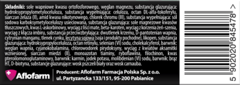 Tył opakowania suplementu diety Vitotal dla mężczyzn, z listą składników, danymi producenta i kodem kreskowym.