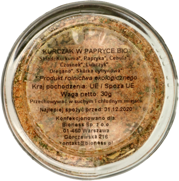 THE SPICE SHOP ,mieszanka przypraw, Kurczak w Papryce BIO,dół