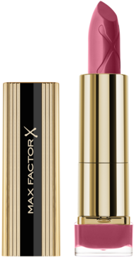 Pomadka Max Factor Colour Elixir, otwarta, intensywny róż, złota tubka z czarnym napisem MAX FACTOR.