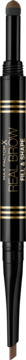 Max Factor Real Brow Fill and Shape 002 Soft Brown, czarna kredka do brwi ze złotymi detalami, dwustronna, pionowo.