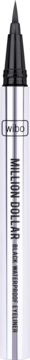 Czarny eyeliner Wibo w smukłej, pionowej oprawie z logo i niewyraźnym opisem produktu.