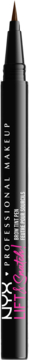 Pionowy czarny pisak do brwi NYX Professional Makeup z brązową końcówką i różowym napisem BROW TINT PEN.