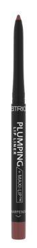 Pionowa, ciemna konturówka Plumping Lip Liner z czerwonawym wkładem, widoczne logo MAXI-LIP™ i temperówka.