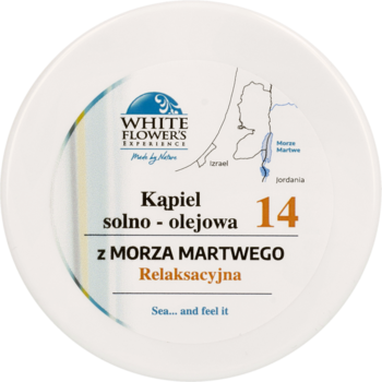 Okrągła kąpiel solno-olejowa White Flowers z Morza Martwego, relaksacyjna, numer 14, widok z góry.