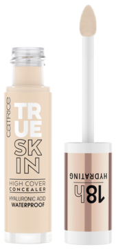 Jasny korektor Catrice True Skin High Cover, beżowy, z wysuniętym aplikatorem. Wodoodporny, 18h nawilżający.