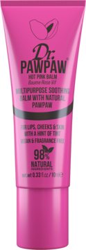 Dr. PawPaw Hot Pink Balm 10ml w różowej tubce, koloryzujący balsam do ust, policzków i skóry. Widok z przodu.