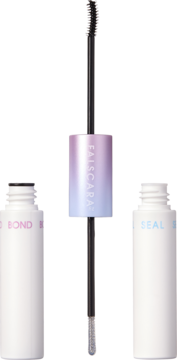 Kiss Falscara Eyelash Bond & Seal: system do sztucznych rzęs z aplikatorem, bondem i sealem, widok z przodu.
