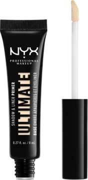 Czarna tubka NYX Ultimate Shadow & Liner Primer (8ml) z beżowym aplikatorem do bazy pod cienie i eyelinera.