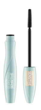 Tusz Catrice Glam & Doll Sensitive dla wrażliwych oczu, jasnoniebieski, otwarty, z precyzyjną szczoteczką.