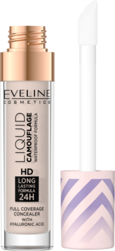 Eveline Liquid Camouflage HD, jasnobeżowy korektor wodoodporny 24H z aplikatorem i kwasem hialuronowym.