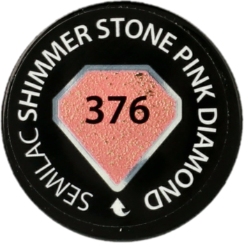 Nakrętka lakieru Semilac Shimmer Stone Pink Diamond 376, okrągła, jasny róż z brokatem, widok z góry.