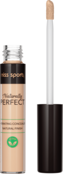Nawilżający korektor Miss Sporty Naturally Perfect w beżowym odcieniu z aplikatorem, widok z przodu.