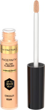 Otwarty beżowy korektor Max Factor Facefinity All Day Flawless z aplikatorem, Airbrush Finish, wegański.