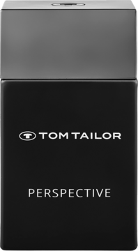 Tom Tailor Perspective, męski zapach w czarnej, prostokątnej butelce z metalowym korkiem, widok frontalny.