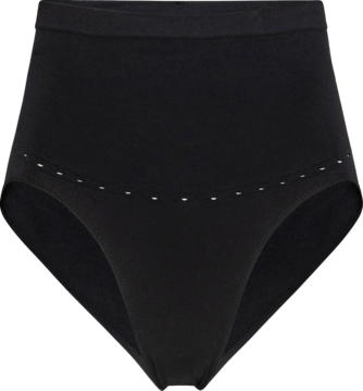 Czarne figi bezszwowe Curvy z miękkiej mikrofibry, z przodu ozdobne srebrne punkty, lekko modelujące sylwetkę.