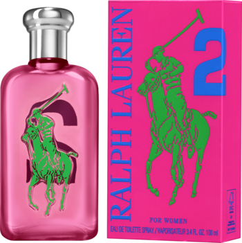 Ralph Lauren The Big Pony 2 Pink woda toaletowa, różowa butelka z zielonym logo i pudełkiem obok.
