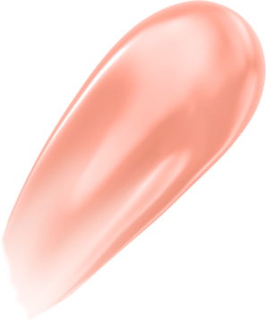 Max Factor 2000 Calorie Lip Glaze Guava Flair, zbliżenie na połyskującą brzoskwiniową smugę błyszczyka.