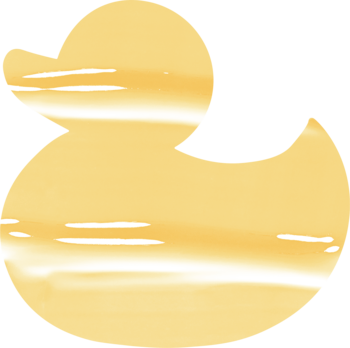 Jasnożółta, błyszcząca ikona kaczki, logo serii NYX Duck Plump błyszczyków, symbolizująca połysk.