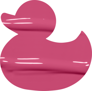 Różowa, błyszcząca sylwetka kaczki, symbol linii błyszczyka powiększającego usta NYX Duck Plump Pick Me Pink.
