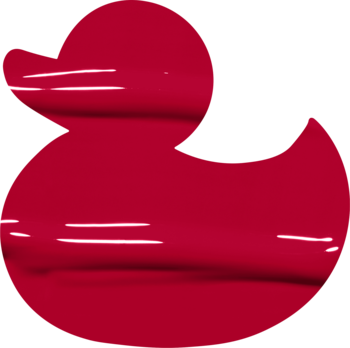 Czerwony błyszczyk NYX Duck Plump Hall Of Flame w kształcie kaczki, o intensywnym, lustrzanym połysku.