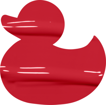 Błyszczyk powiększający usta NYX Duck Plump Cherry Spice w kształcie kaczki, intensywnie czerwony, błyszczący.