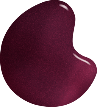 Zbliżenie na lśniącą kroplę bordowego lakieru Sally Hansen Insta-Dri The Queens Velvet z brokatem.