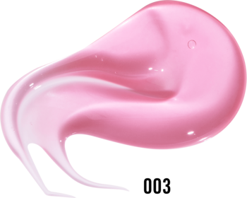 Błyszczący, różowy olejek do ust Oh My Gloss! Lip Oil w rozmazanej gęstej kropli, na białym tle.