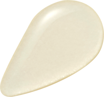 Beżowa, lśniąca kropla kojącej ampułki Skin1004 Madagascar Centella, ukazująca delikatną, kremową konsystencję.