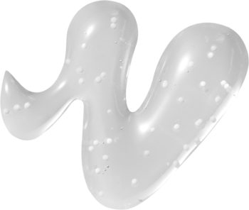 Zbliżenie na przezroczyste serum rozjaśniające z niacynamidem i wąkrotą, z białymi drobinkami.