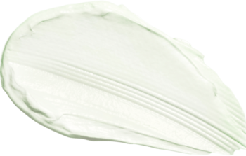 Biały, kremowy swatch pianki do mycia twarzy SKIN1004 Madagascar Centella Tea-Trica na zielonym tle.