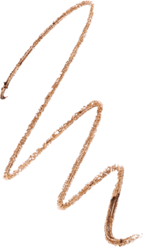 Brązowa próbka kredki do brwi Revolution Precise Brow Pencil, falista linia na czarnym tle, widok z bliska.