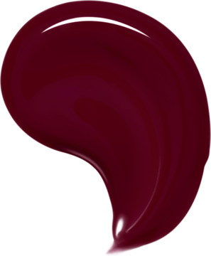 Jeden, lśniący, burgundowy swatch szminki w płynie Bourjois Fabuleux Ink, gładki i wysoce błyszczący.