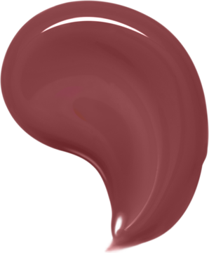 Zbliżenie na lśniącą, czerwonobrązową smużkę nawilżającej szminki Bourjois Fabuleux Ink, widoczny połysk.