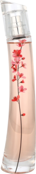 Kenzo Flower by Kenzo Ikebana woda perfumowana dla kobiet, butelka z różowym płynem i kwiatami wiśni.