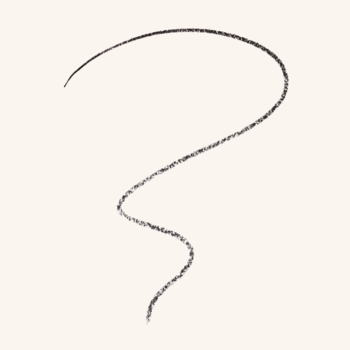 Catrice Eye Brow Stylist 080 Back To Black: cienka, ciemnoszara, falista kreska testowa kredki do brwi na beżowym tle.