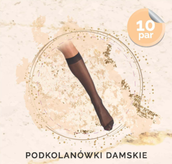 DESU Lycra ,podkolanówki damskie, Czarne,góra