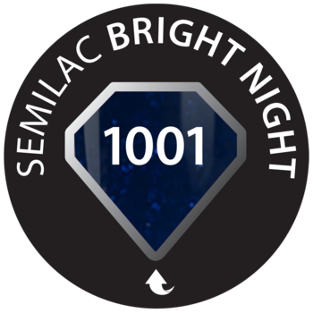 Ikona Semilac Bright Night 1001: ciemnogranatowy kolor z brokatem w diamencie, napis Semilac Bright Night.