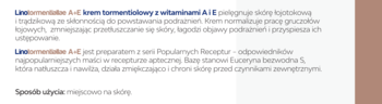 Fragment strony z opisem Kremu tormentiallae z witaminami A i E do pielęgnacji cery trądzikowej i łojotokowej.