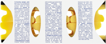 Trzy złote, owalne środki do usuwania uporczywych zabrudzeń. Centralny z turkusowym otworem, na białym tle.