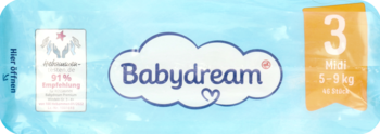 BABYDREAM Premium ,pieluchy, 3 Midi, 5-9 kg,góra