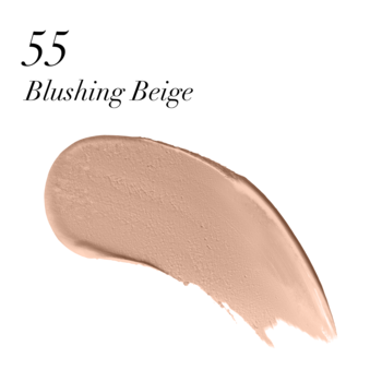 Próbka podkładu Miracle Touch 55 Blushing Beige, kremowy, beżowo-brzoskwiniowy swatch na białym tle.