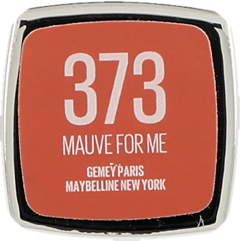 Kwadratowe wieczko szminki Maybelline Color Sensational 373 Mauve For Me w odcieniu brudnego różu.