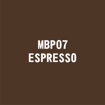 Ciemnobrązowy kwadrat koloru MBP07 Espresso dla ołówka do brwi Micro Brow Pencil, z białym napisem.